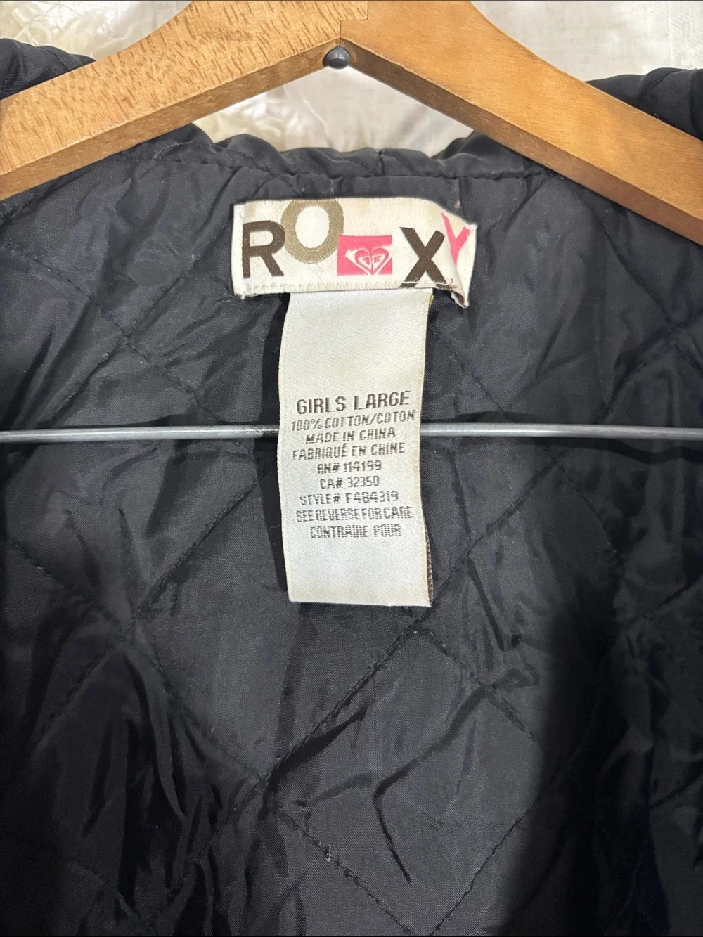 Roxy Girls Black Hooded Jacket with Cream Faux Fur Trim